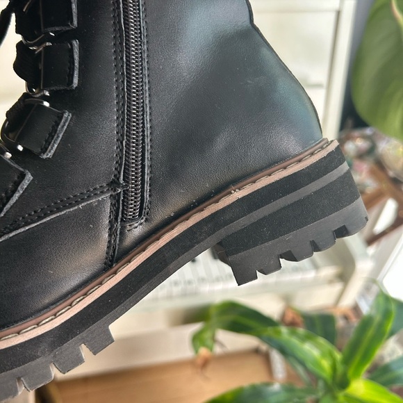 AquaDiva Stylish Shirley Black Leather Combat Boots 37/6.5" - Picture 11 of 16